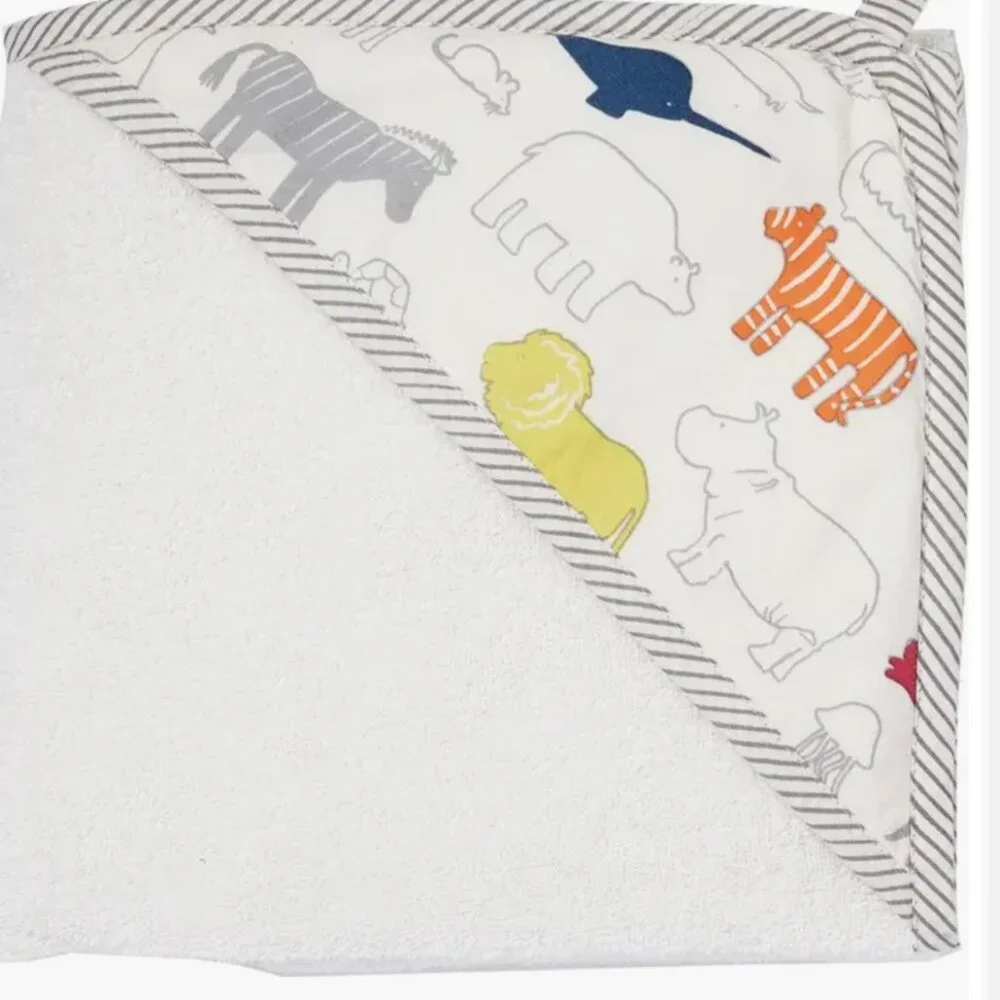 Pehr Cotton Colorful Animal Print Hooded bath towel